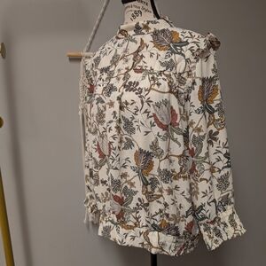 Reitmans Floral Blouse with Ruffled Details Collared XL